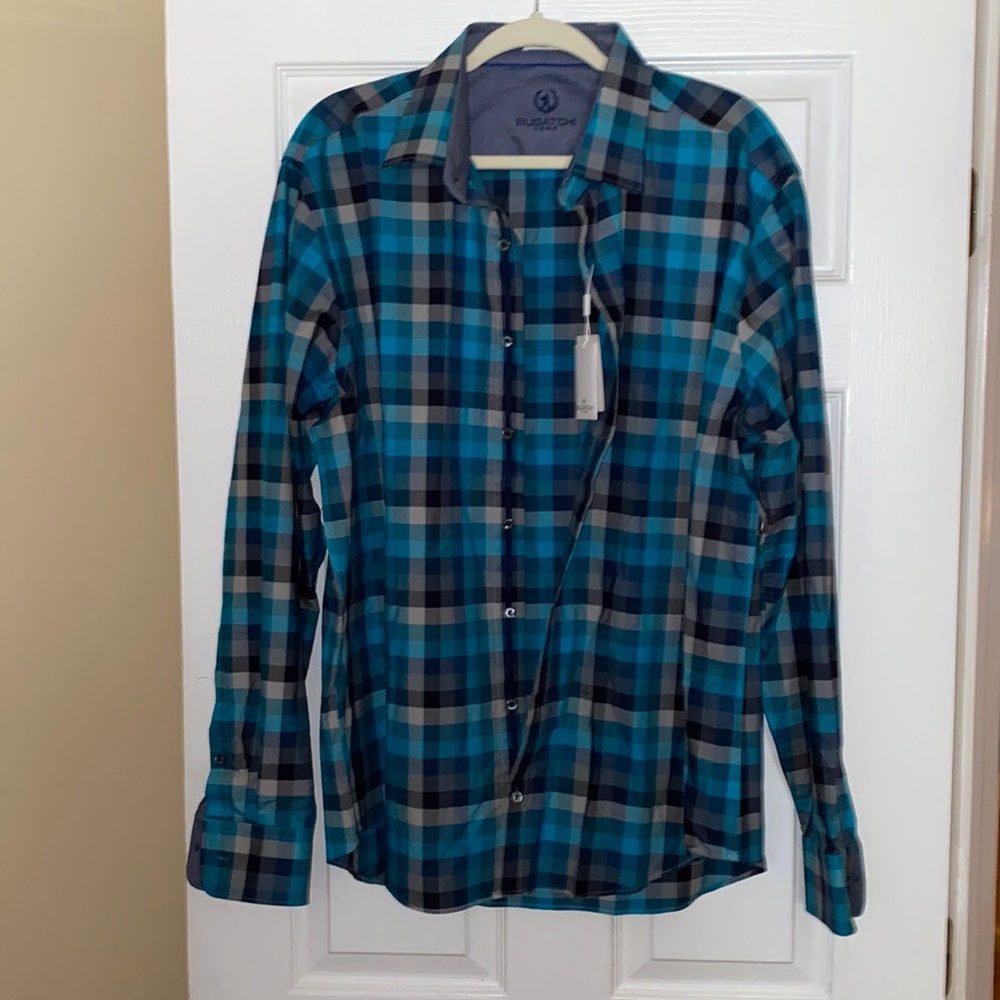 Bugatchi Uomo Shaped Fit Mens Dress Shirt XXL